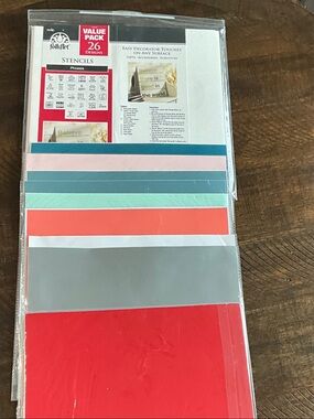 Folk Assorted Stencil/Vinyl 12x12 assorted Pack - Multi (Value Pack)